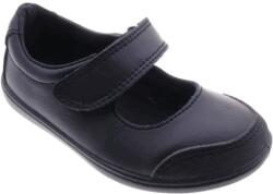 Pantofi colegiali decupati pentru copii cu inchidere velcro, varf cu model, Tex, Negru, 31 EU