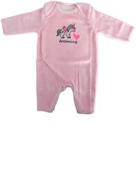  Pijama salopeta din bumbac, imprimeu unicorn, roz, marime 50-56