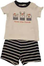  Set 2 piese pentru copii, tricou cu pantaloni scurti, alb-bleumarin, Three little friends, 6 luni