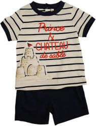  Set 2 piese pentru copii, tricou cu pantaloni scurti, multicolor, imprimeu castel de nisip, 6 luni