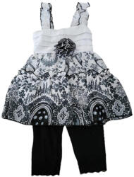 Ares Set rochita subtire de vara, colanti si brosa, alb-negru, Ares, 2 ani