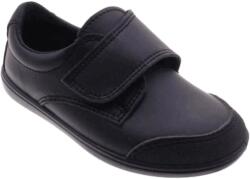  Pantofi colegiali pentru copii cu inchidere velcro, varf cu model, Tex, Negru, 29 EU