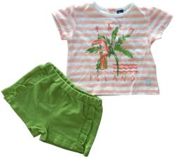 street monkey Set Compleu de vara cu pantaloni scurti , model palmier, Street Monkey, alb-roz-verde, 6-9 luni, 68-74 cm