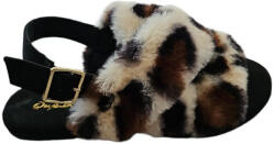 Qupid Sandale cu blana artificiala, Qupid, culoare multicolor leopard, marime 36, 5
