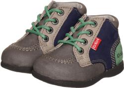 Kickers Babystan, pantofi de mers pentru bebelusi unisex, Gri cu accente verzi si albastre18 EU