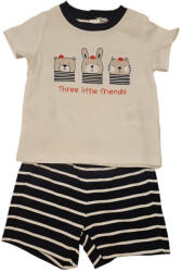  Set 2 piese pentru copii, tricou cu pantaloni scurti, alb-bleumarin, Three little friends, 3 luni