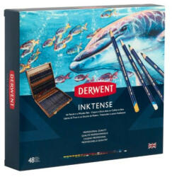 Derwent INKTENSE vízzel elmosható ceruza készlet fadobozban 48 szín