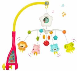 King Toys Zenélő, világító kiságyforgó babáknak négy aranyos állatfigurával