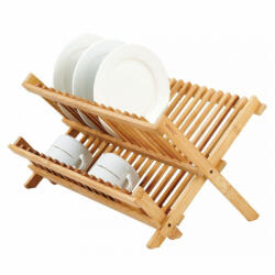 Kinghoff Сушилник за съдове Kinghoff KH 1631, 2 нива, Сгъваем, 40x33x24 см, Бамбук (KH 1631) - alleop
