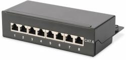 DIGITUS Desktop CAT 6 Patch Panel, shielded Class E, 8-port RJ45, 8P8C, LSA, black, 482x44x109 (DN-91608SD)