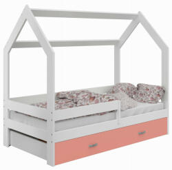 Komfortéka Házi fenyő gyerekágy D3/fehér/rózsaszín + fiók
