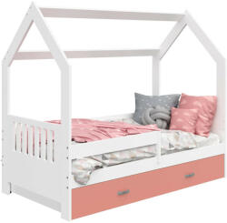 Komfortéka Házi fenyő gyerekágy D3E/fehér/rózsaszín fiók