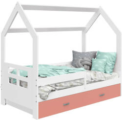 Komfortéka Házi fenyő gyerekágy D3D/fehér/rózsaszín fiók