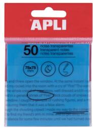 APLI Öntapadó jegyzettömb, átlátszó, vízálló, 75×75 mm, 50 lap, APLI, kék (LCA19571)