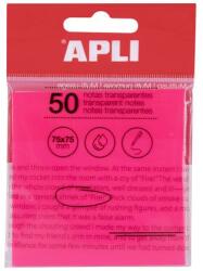 APLI Öntapadó jegyzettömb, átlátszó, vízálló, 75×75 mm, 50 lap, APLI, rózsaszín (LCA19570)