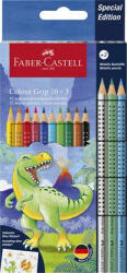 Faber-Castell Színes ceruza készlet, háromszögletű, FABER-CASTELL Grip Dinoszaurusz 10+3 különböző szín (TFC201545) - officemarket