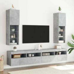 vidaXL 2 db betonszürke TV-szekrény LED-ekkel 30, 5 x 30 x 102 cm (837022) - pepita
