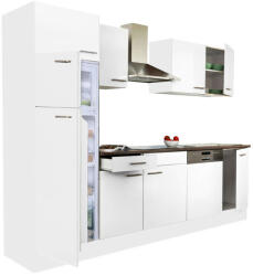 Leziter Yorki 280 konyhabútor fehér korpusz, selyemfényű fehér fronttal felülfagyasztós hűtős szekrénnyel (L280FHFH-FF) - homelux
