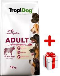 TropiDog Tropidog Premium Adult Adult Medium & Large Breed Beef & Rice 12kg + MEGLEPETÉS A KUTYÁDNAK