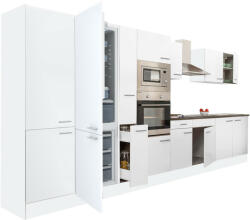 Leziter Yorki 420 konyhablokk fehér korpusz, selyemfényű fehér fronttal alulfagyasztós hűtős szekrénnyel (L420FHFH-AF) - leziteronline
