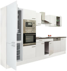 Leziter Yorki 340 konyhabútor fehér korpusz, selyemfényű fehér fronttal alulfagyasztós hűtős szekrénnyel (L340FHFH-AF) - leziteronline