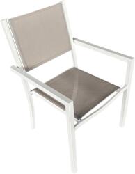 TEMPO KONDELA Kerti rakásolható szék, fehér acél/világosszürke, DORIO