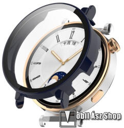  Okosóra műanyag védő tok / keret - SÖTÉTKÉK - 9H edzett üveg előlap védő is! - HUAWEI Watch GT 4 41mm