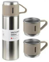  Rozsdamentes acél , szilikon bevonattal mini termosz és + 2 db csésze szett, 500 ml-es, cappuccino színű (5995206011262)