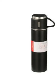  Rozsdamentes acél , szilikon bevonattal mini termosz és + 2 db csésze szett, 500 ml-es, fekete (5995206011279)
