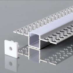 V-TAC gipszkartonba építhető alumínium LED szalag profil fehér fedlappal 2m - SKU 23173 (23173)