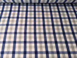 Kék - szürke kockás pamut jersey textil - 170 cm