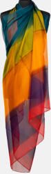 Shopika Esarfa dreptunghiulara tip pareo, cu dungi late rosu, violet, galben mustar, din matase si vascoza Multicolor