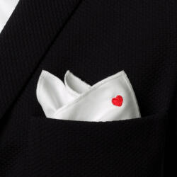 Willsoor Fehér férfi zsebkendő hímzett piros szívvel 16524