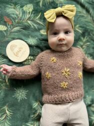 Firststepsshop Pulover copii, din lana de baby alpaca, model Floral, 100% handmade, diverse marimi - 5-6 ani