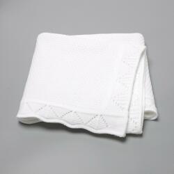 Firststepsshop Pătură tricotată - white Lenjerii de pat bebelusi‎, patura bebelusi