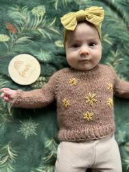 Firststepsshop Pulover copii, din lana de baby alpaca, model Floral, 100% handmade, diverse marimi - 1-2 ani