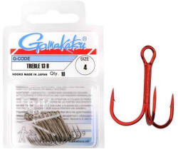 Gamakatsu Ancora Tripla Gamakatsu 12n Treble Red, Nr 2, 10 Buc Plic (gk.146873.2)