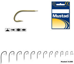 Mustad Carlige Mustad Aurii, Forjate, Tije Lunga, Nr 8, 10 Buc Plic (m.31380.8)