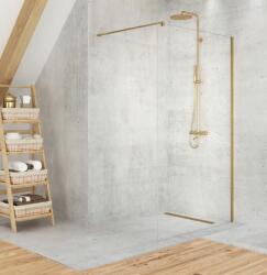 NEW TRENDY Velio Satin Gold perete cabină de duș walk-in 90 cm auriu semi lucios/sticla transparentă D-0190B