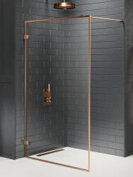 NEW TRENDY Avexa Copper Brushed perete cabină de duș walk-in 90 cm cupru periat/sticla transparentă EXK-3798