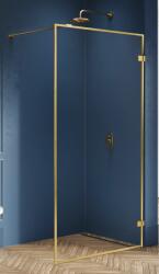 NEW TRENDY Avexa Gold Brushed perete cabină de duș walk-in 90 cm auriu periat/sticla transparentă EXK-3134
