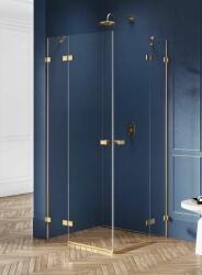 NEW TRENDY Avexa Gold Brushed cabină de duș 90x80 cm dreptunghiular auriu periat/sticlă transparentă EXK-1777 (EXK1777)
