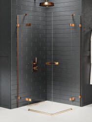 NEW TRENDY Avexa Copper Brushed cabină de duș 90x80 cm dreptunghiular cupru periat/sticlă transparentă EXK-3670