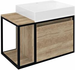 SAPHO Skara dulap 80x46.5x49.5 cm sub chiuveta pe perete negru-stejar CG003-2222 (CG0032222)