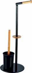 BISK Umbra perie de toaletă stativ negru-lemn 07986 (07986)