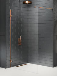 NEW TRENDY Avexa Copper Brushed perete cabină de duș walk-in 90 cm cupru periat/sticla transparentă EXK-7146