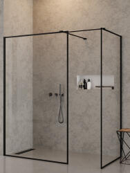 NEW TRENDY New Modus Black cabină de duș walk-in 150x100 cm dreptunghiular negru semi lucios/sticlă transparentă EXK-5666