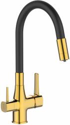 INVENA Glamour baterie de bucatarie cu filtru pe picior negru-aur/aur vechi BZ-02-F09 (BZ02F09)