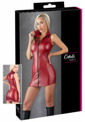 Cottelli Collection Party - cipzáras, ujjatlan fényes miniruha (piros) (27174503041) - szexaruhaz
