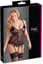 Cottelli Collection - Szalagos, csipkés női felső (fekete) (26309901061) - szexshop